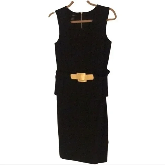 Alfani | Dresses | Black Alfani Dress With Gold Belt 8p | Poshmark